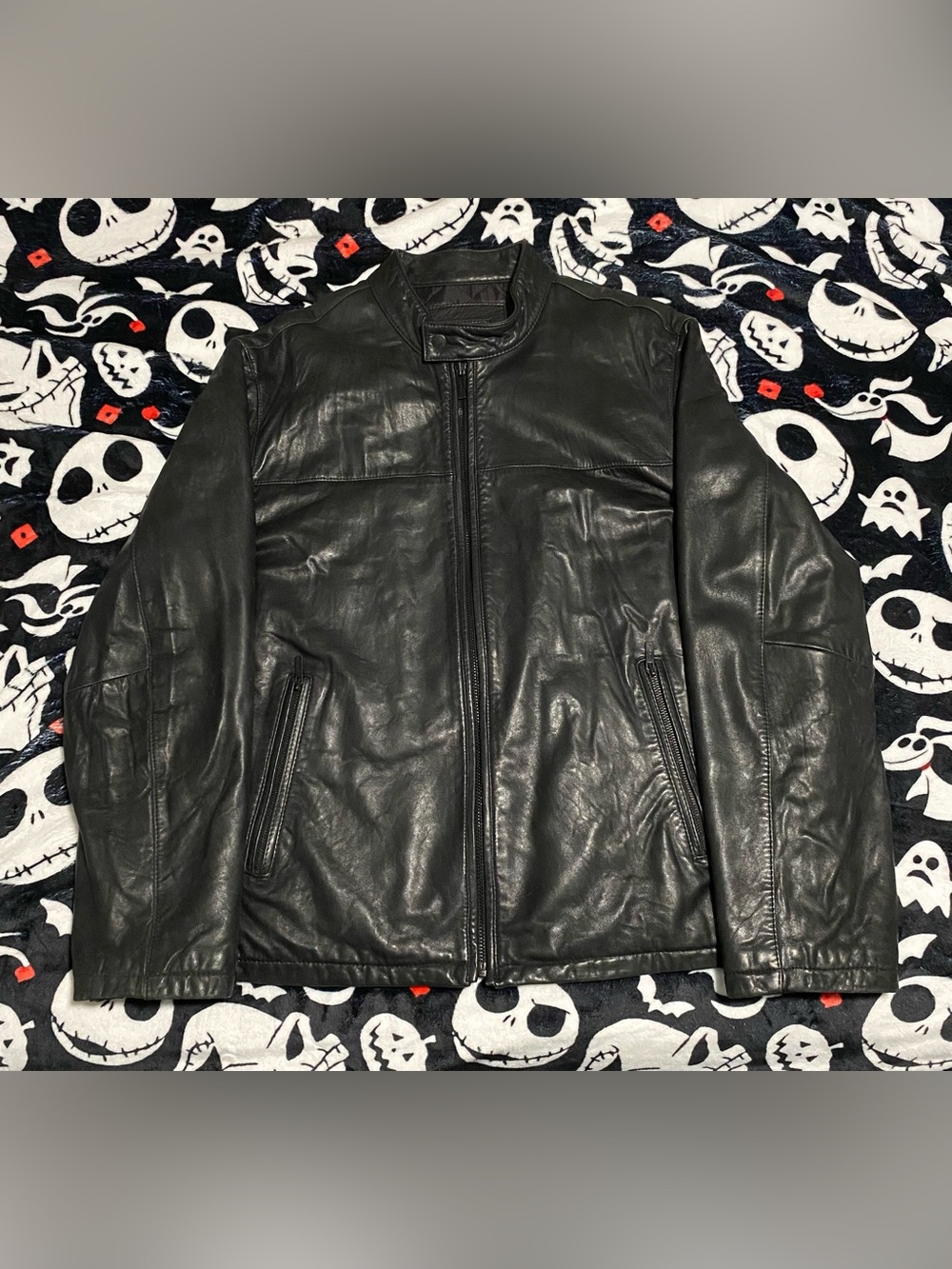 Calvin Klein Men's Black Leather Zip-Front Jacket